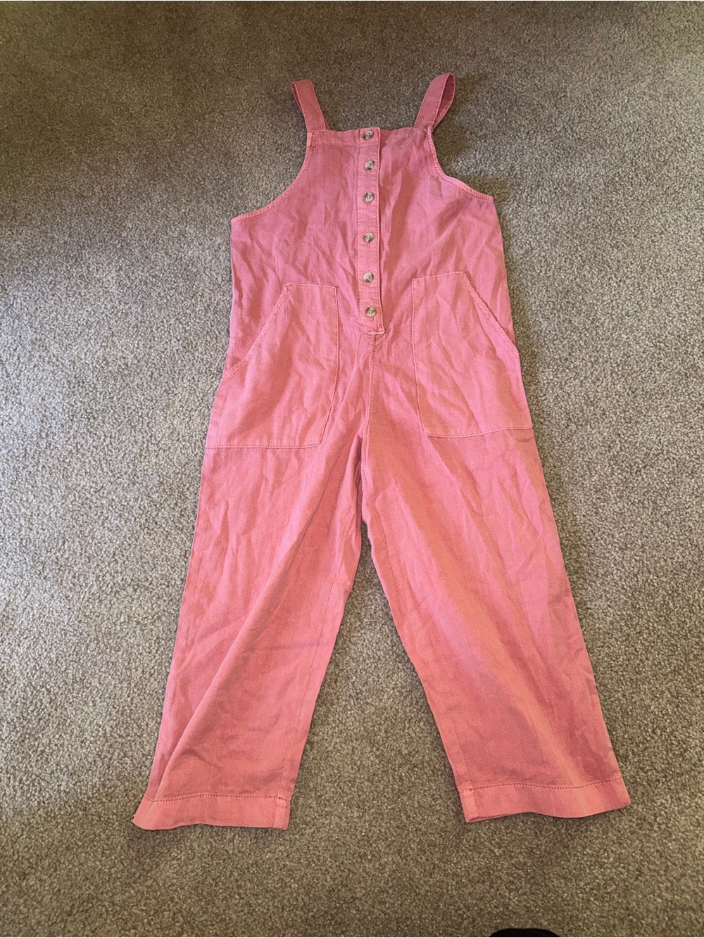 Billabong Pink Button-Front Cotton Overalls Jumpsuit